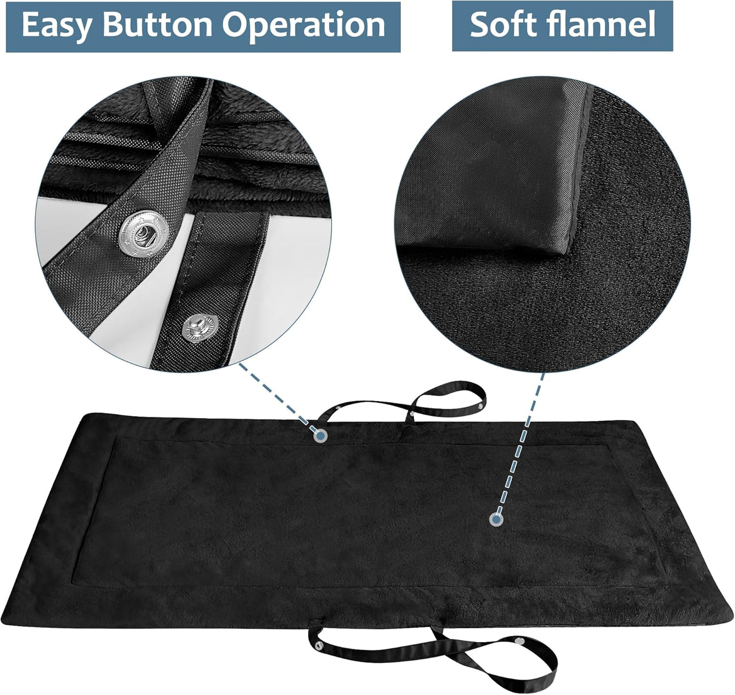Catalonia Classic Waterproof Dog Mat, Portable Reversible Pet Travel Mat, Pet Cushion Pad with Handle for Small Medium Dogs Cats, Indoor or Outdoor, 50x27.5 inch, Black