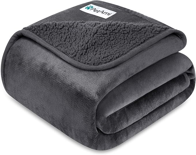 PetAmi Waterproof Dog & Cat Blanket, Pee Proof for Bed & Couch, Reversible, Soft Washable, 60x80 Gray