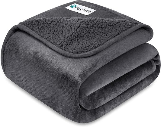 PetAmi Waterproof Dog Blanket - Pee Proof & Reversible for Medium Large Dogs, Pups & Cats. Soft Fleece, Washable, 40x60 Gray