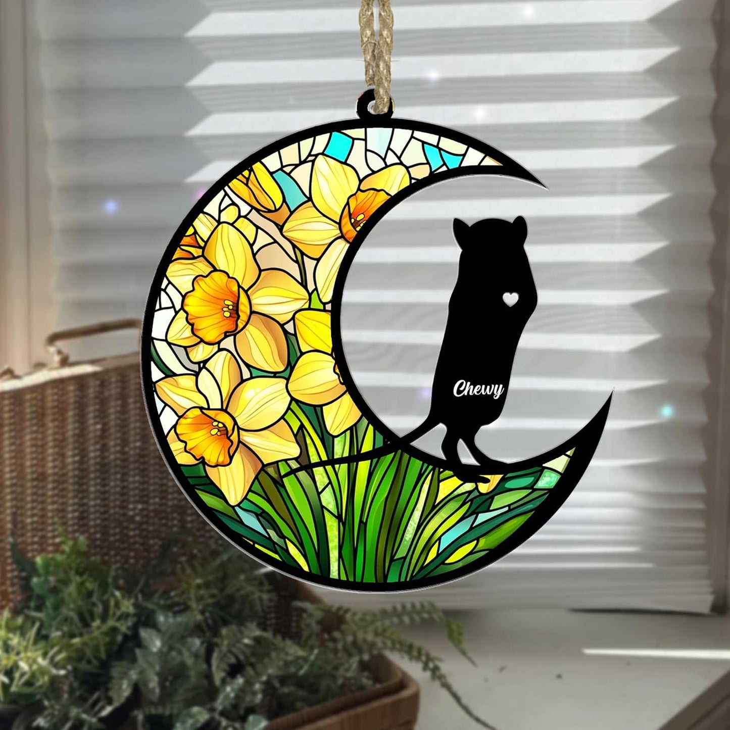 Personalized Gerbil Memorial Suncatcher/Ornament - Custom Loss Gerbil Bereavement Ornaments, Stained Glass Light Catcher Sympathy Gift, Pet Remembrance Keepsake Memory Window Hangings