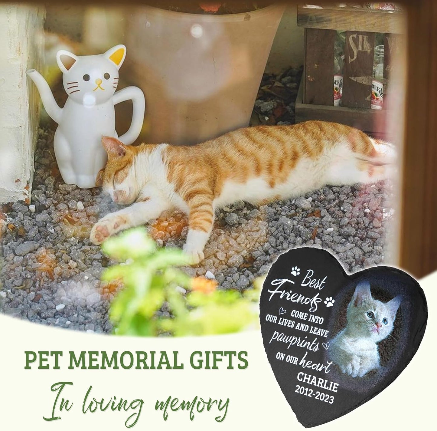 ODB Gifts for Loss of Cat, Cat Memorial Stone, Cat Memorial Gifts, Cat Loss Gifts, Cat Head Stones, Cemetery Decorations for Grave, Cat Grave Marker, Gifts for Cat Lovers (Cat)