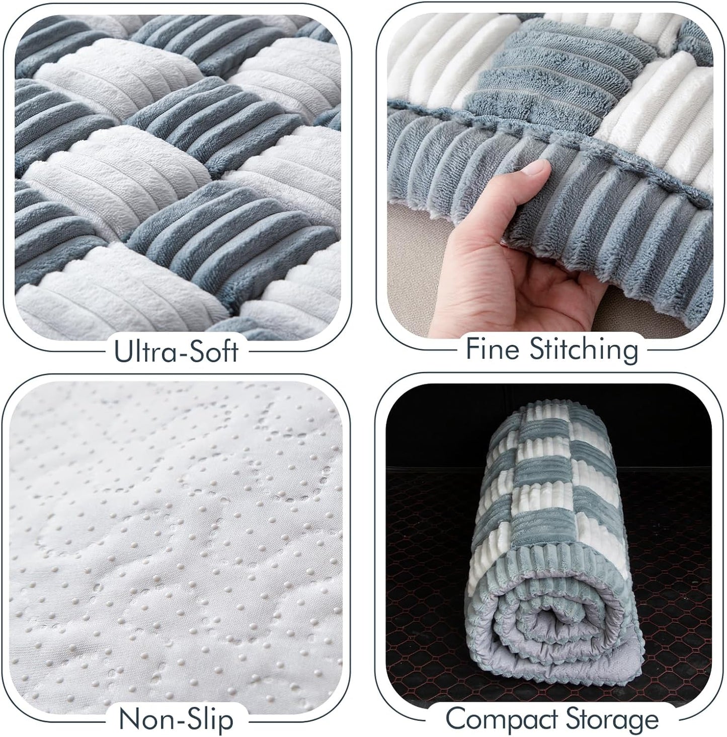 Dog Bed for Car, Pet Travel Backseat Mat for Vehicle SUV Truck Jeep Automobile, Large Washable Foldable Non-Slip Fuzzy Soft Comfortable Cozy Extender Protector Cover Pad, Grey, 24.8x54 in