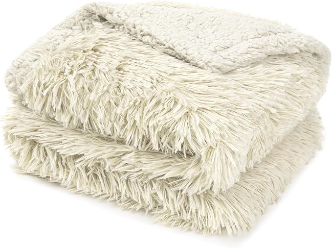 PetAmi Waterproof Dog Blanket for Medium Large Dogs, Calming Fleece Cat Blanket, Couch Protector Washable Sherpa Faux Fur Pet Throw for Puppy, Soft Reversible Leakproof 40x60 Cream Beige