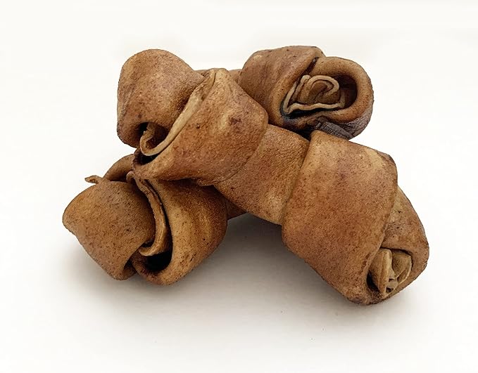 Pet Factory 100% Made in USA Beefhide 4" Knotted Bones Dog Chew Treats - Peanut Butter Flavor, 18 Count/1 Pack