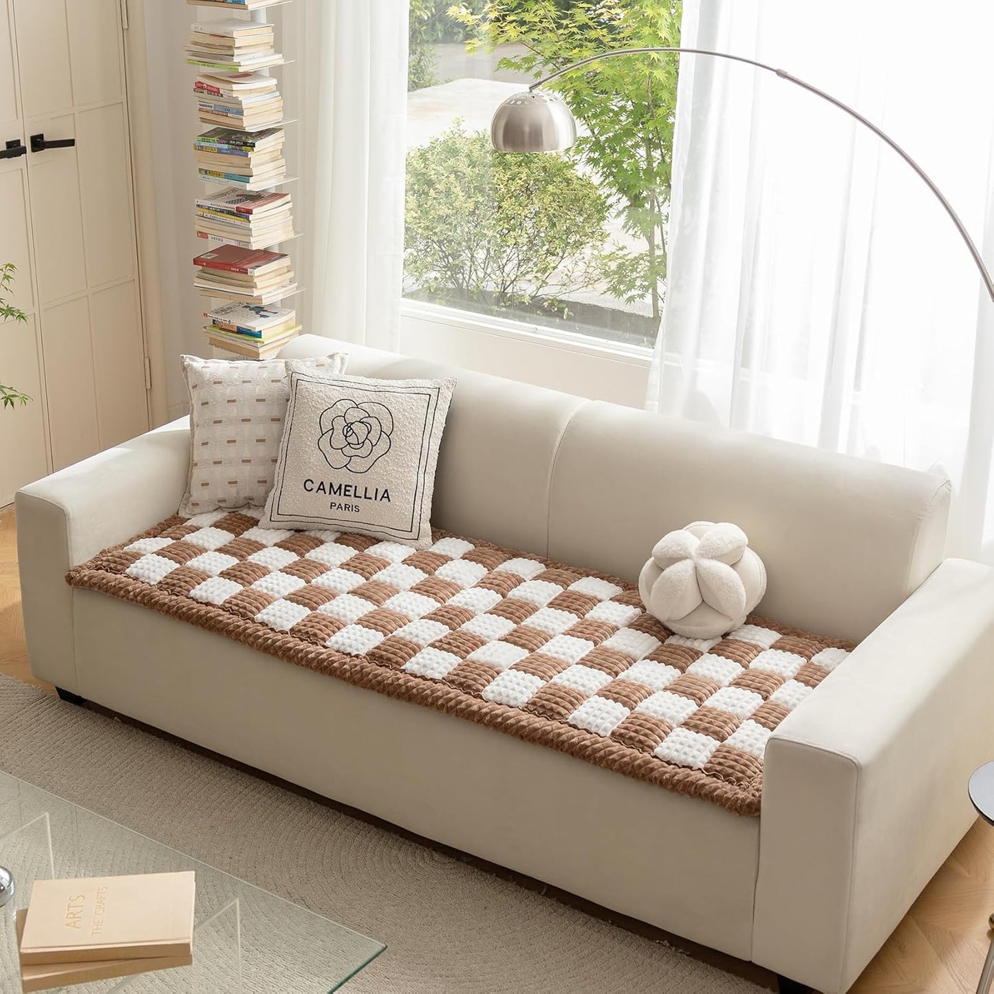 Couch Cover for Dogs Washable, Fuzzy Pet Cover for Sofa, Covers for 3 Cushion Couch Pet-Friendly, Non Slip Dog Bed Mat Dog Blanket (DarkCoffee, 27.6x59.06 inch)