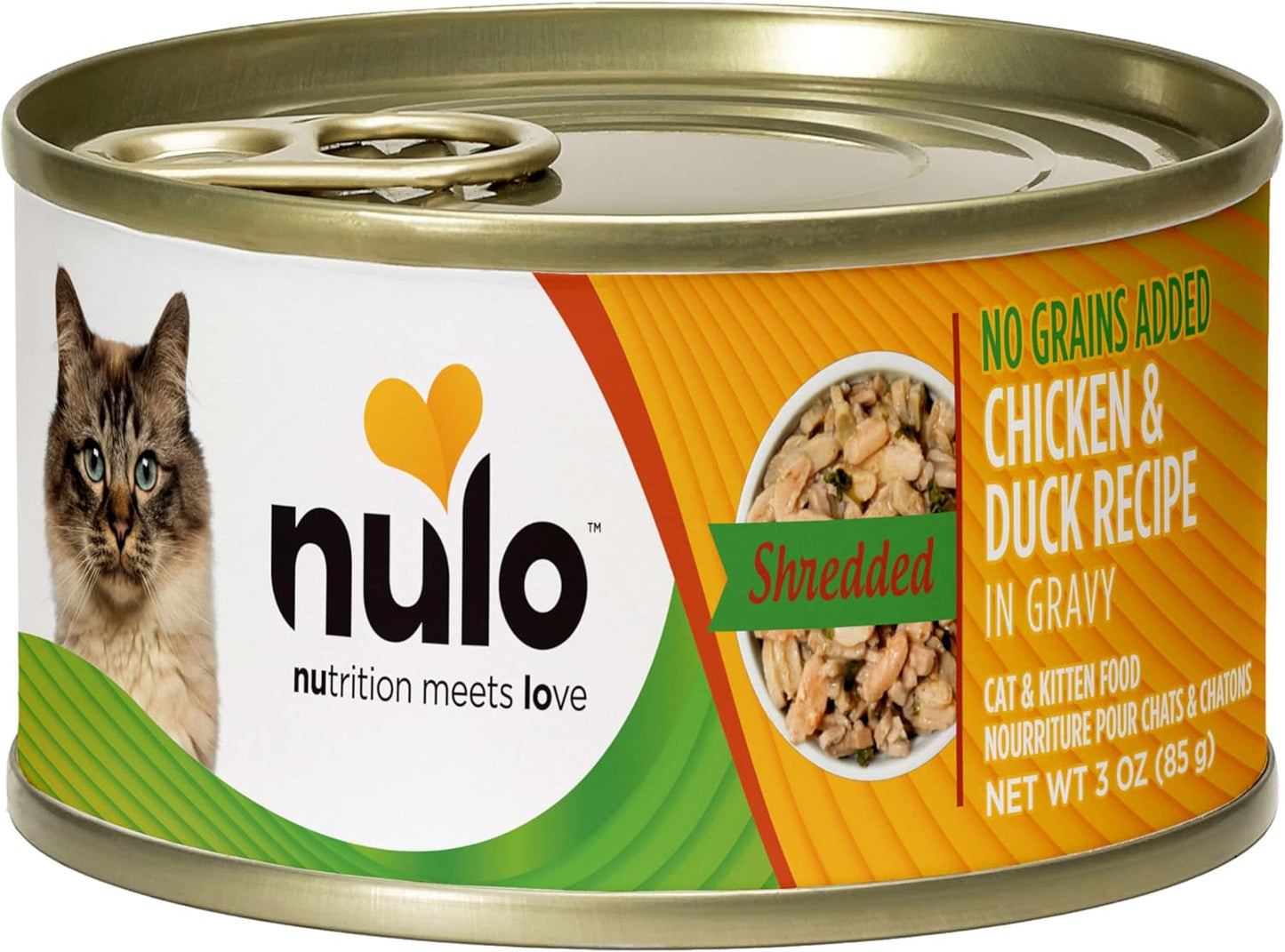 Nulo Chicken & Duck Grain-Free Shredded Wet Canned Cat Food, 3 Ounce (Pack of 24)