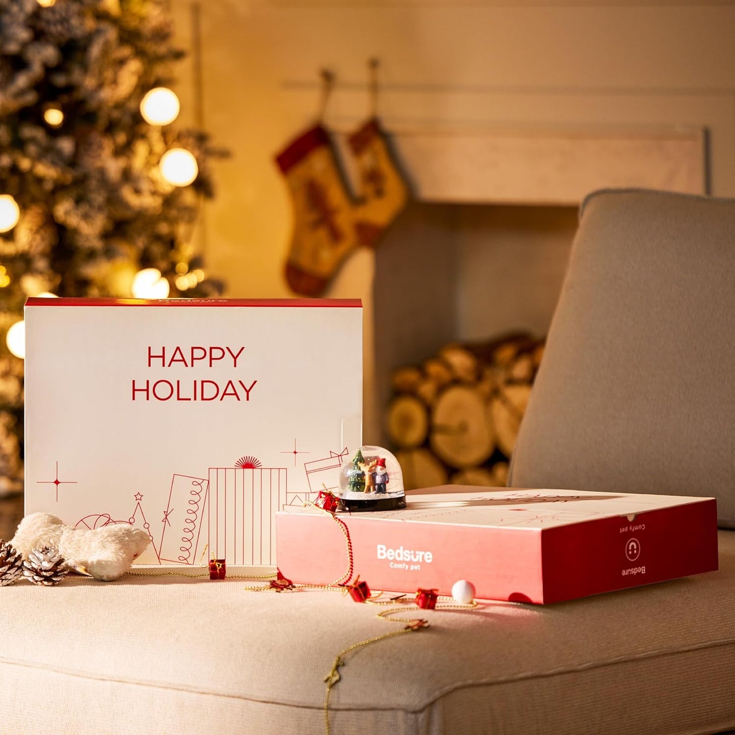 Bedsure Orthopedic Dog Beds Large Sized Dog - Washable Large Dog Cat Bed Waterproof, Comfort Dogs Couch Sofa with Washable Removable Cover, Pet Bed with Nonskid Bottom, Red, 35"