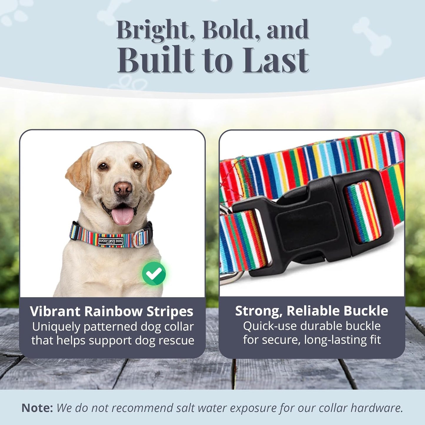 Lucky Love Dog Collar, Beautiful & Vivid Patterns, Rainbow Dog Collar for X-Large Dogs, Easy On & Off Clasp Accessory (Hippie, XL)…