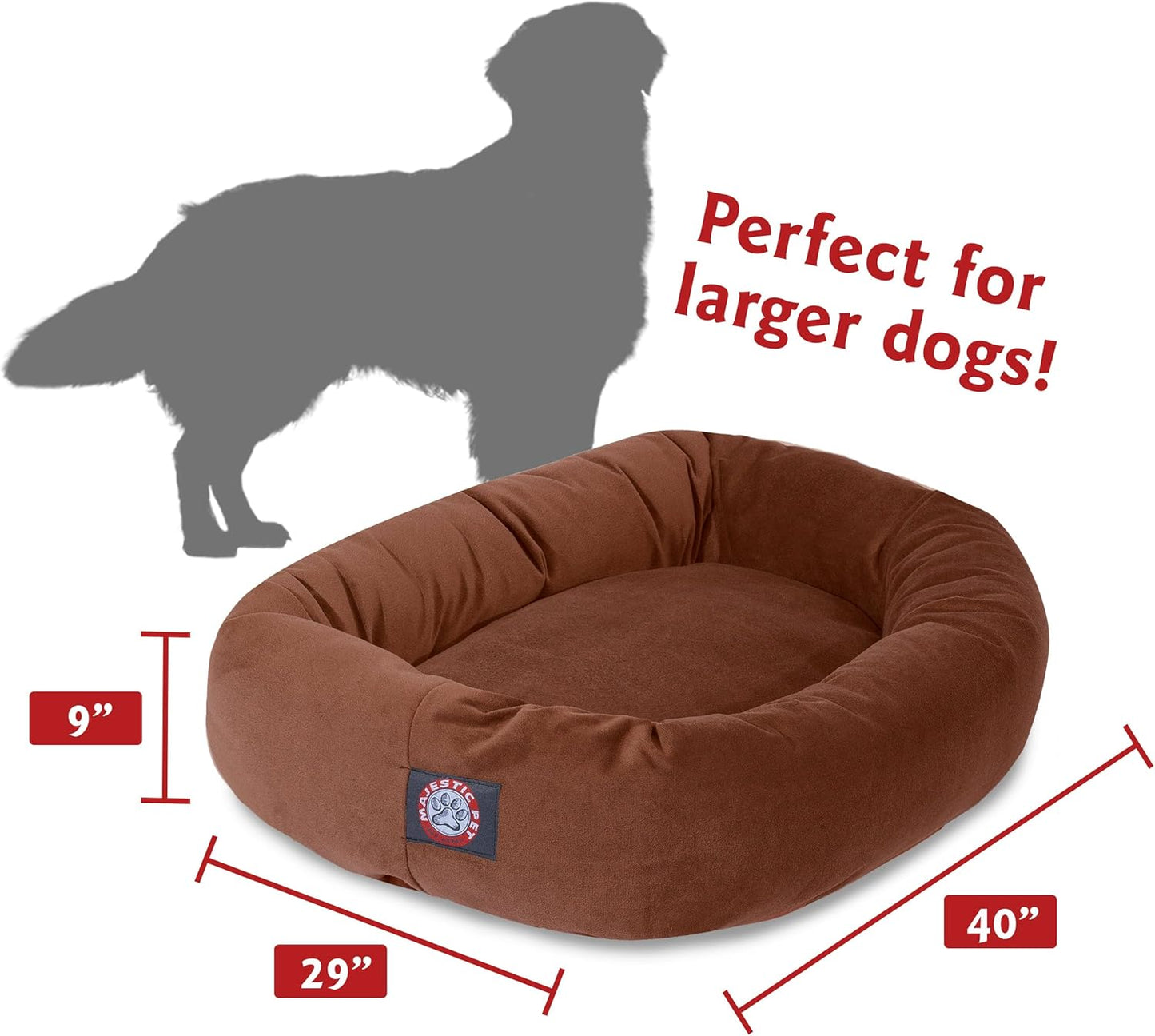 Majestic Pet Villa 32 Inch Shredded Memory Foam Dog Bed for Medium Sized Dogs 32x23x7 Inch–Orthopedic Dog Bed - Durable Pet Bed - Washable Medium Pet Bed with Head Support-Storm