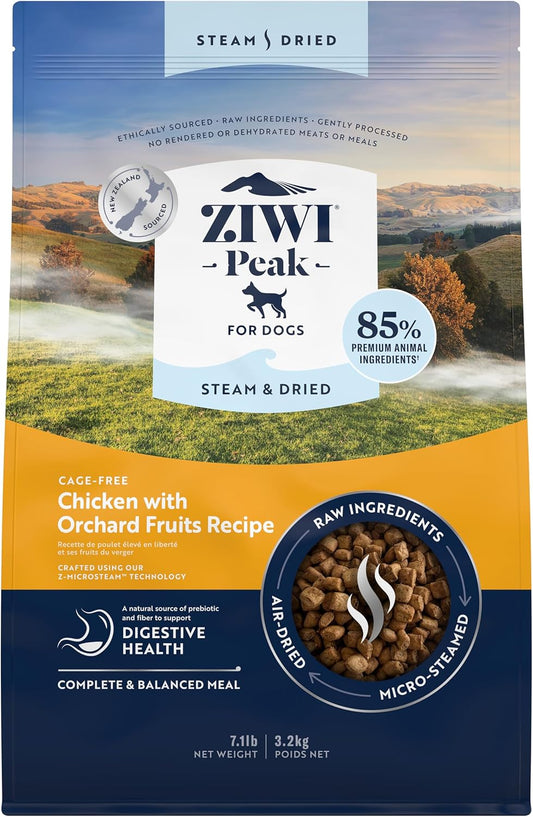 ZIWI Peak Steam & Dried Dog Food - Cage-Free Chicken w/Fruits - High Protein, Low Carb, All Breeds & Lifestages, for Digestive Health (113.6oz)