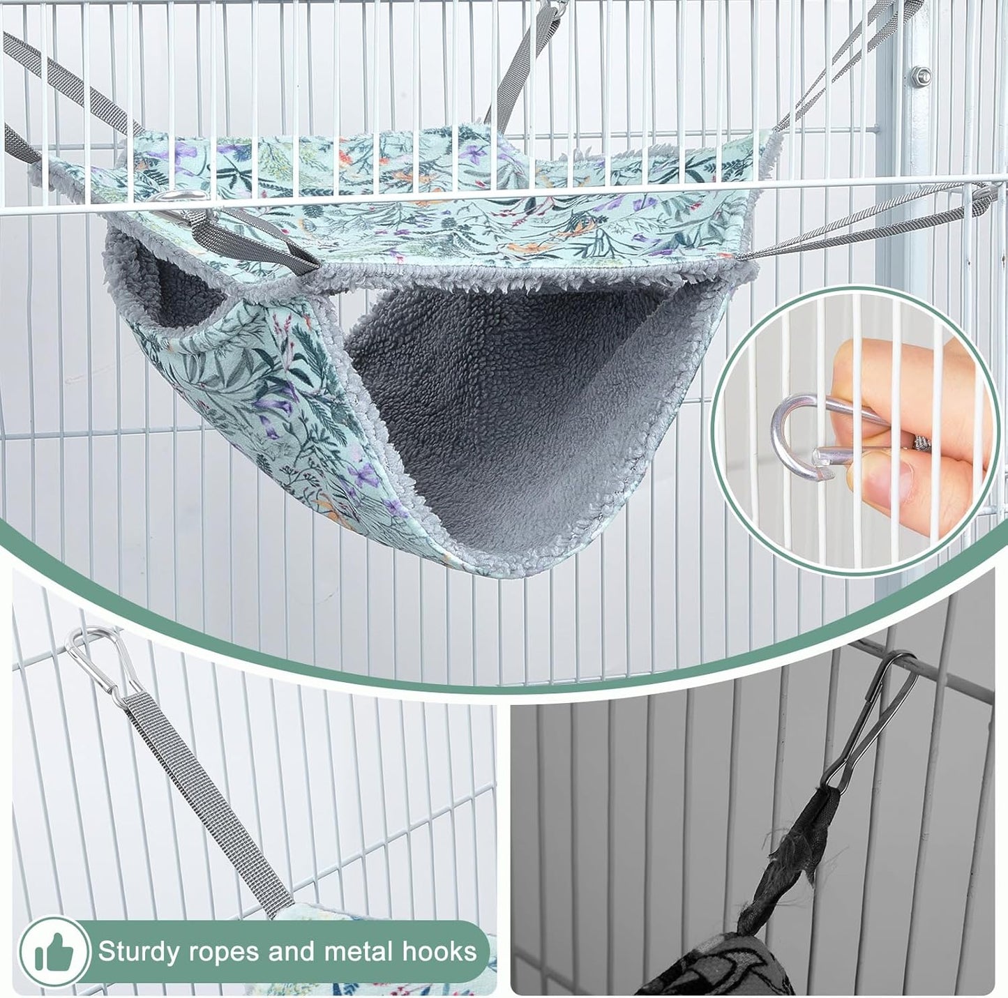 Bienbee 2 Pcs Ferret Rat Hammock Set for Cage Washable Guinea Pig Hideout Bed Soft Small Animal Hammock Tunnel Toys Ferret Cage Accessories for Hedgehog Sugar Glider Squirrel Hamster