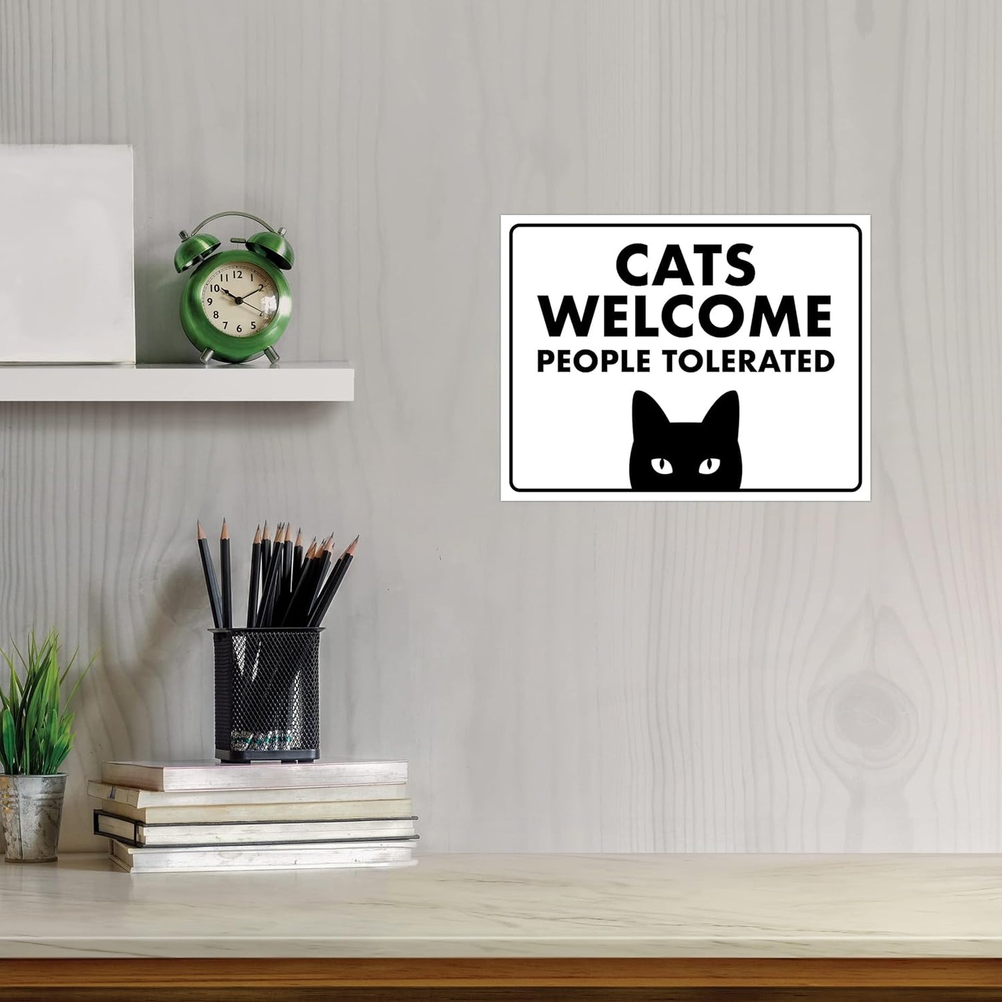 Cats Welcome, People Tolerated - Funny Cat Sign, Laminated - 8.5" x 11" - Cat Signs for Home Decor, Gift for Cat Lovers, Cat Lady Sign - ENVISIONED Signage