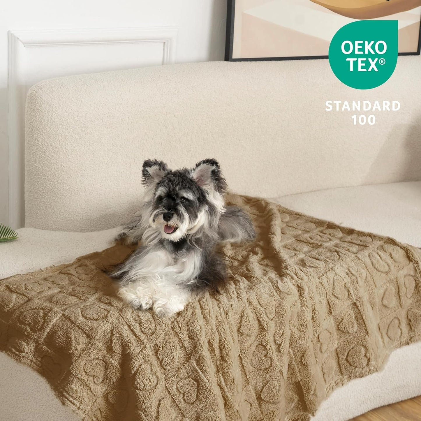 gogobunny Calming Plush Dog Cat Blanket 300GSM Coral Fleece, Ultra-Soft Machine Washable Pet Bedding for Small Medium Dogs Cats Puppies Kittens (Brown, 40x50)