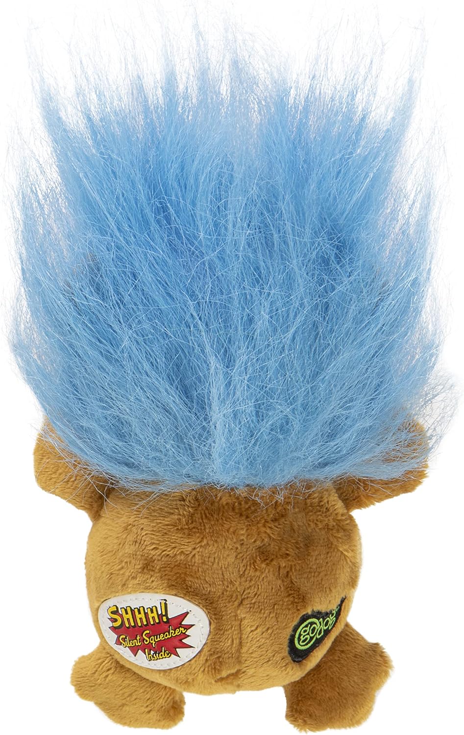 goDog Crazy Hairs Lion Silent Squeak Plush Dog Toy, Chew Guard Technology - Tan, Large