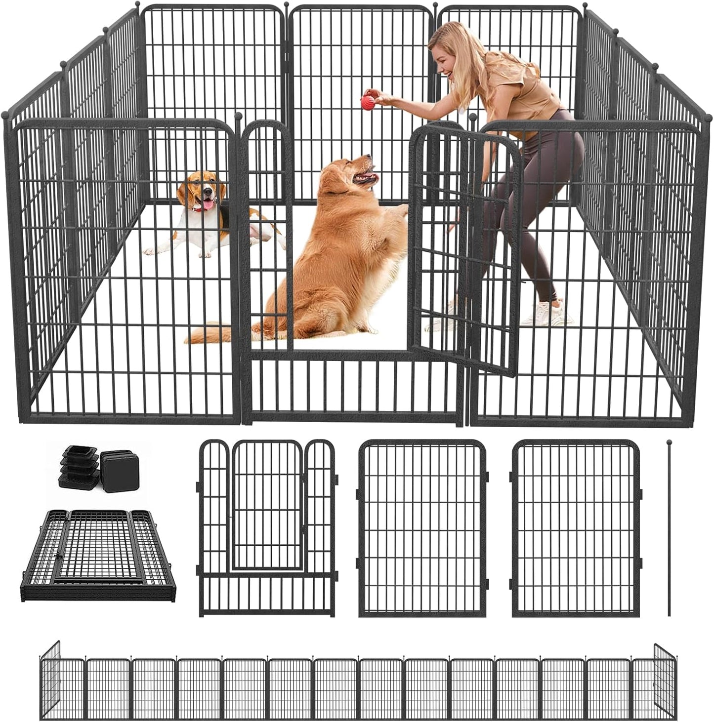 Dog Playpen 40" Height 12 Panels Portable Dog Fence Outdoor/Indoor for Medium/Small Animals, Heavy Duty Metal Pet Playpen Dog Kennel for RV, Camping, Yard