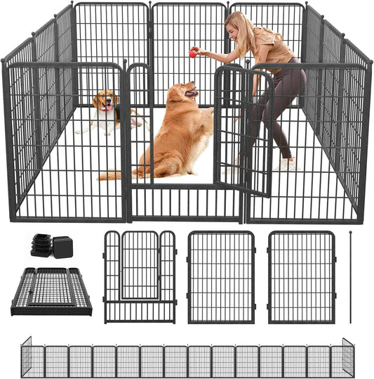 Dog Playpen 40" Height 12 Panels Portable Dog Fence Outdoor/Indoor for Medium/Small Animals, Heavy Duty Metal Pet Playpen Dog Kennel for RV, Camping, Yard