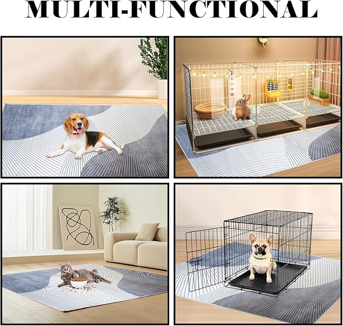 kathson 78.7×39.4in Extra Large Rabbit Cage Liner,Washable Bunny Floor Mat Reusable Non Slip Pet Playpen Mat for Hamster Chinchilla Cat Dog Guinea Pig