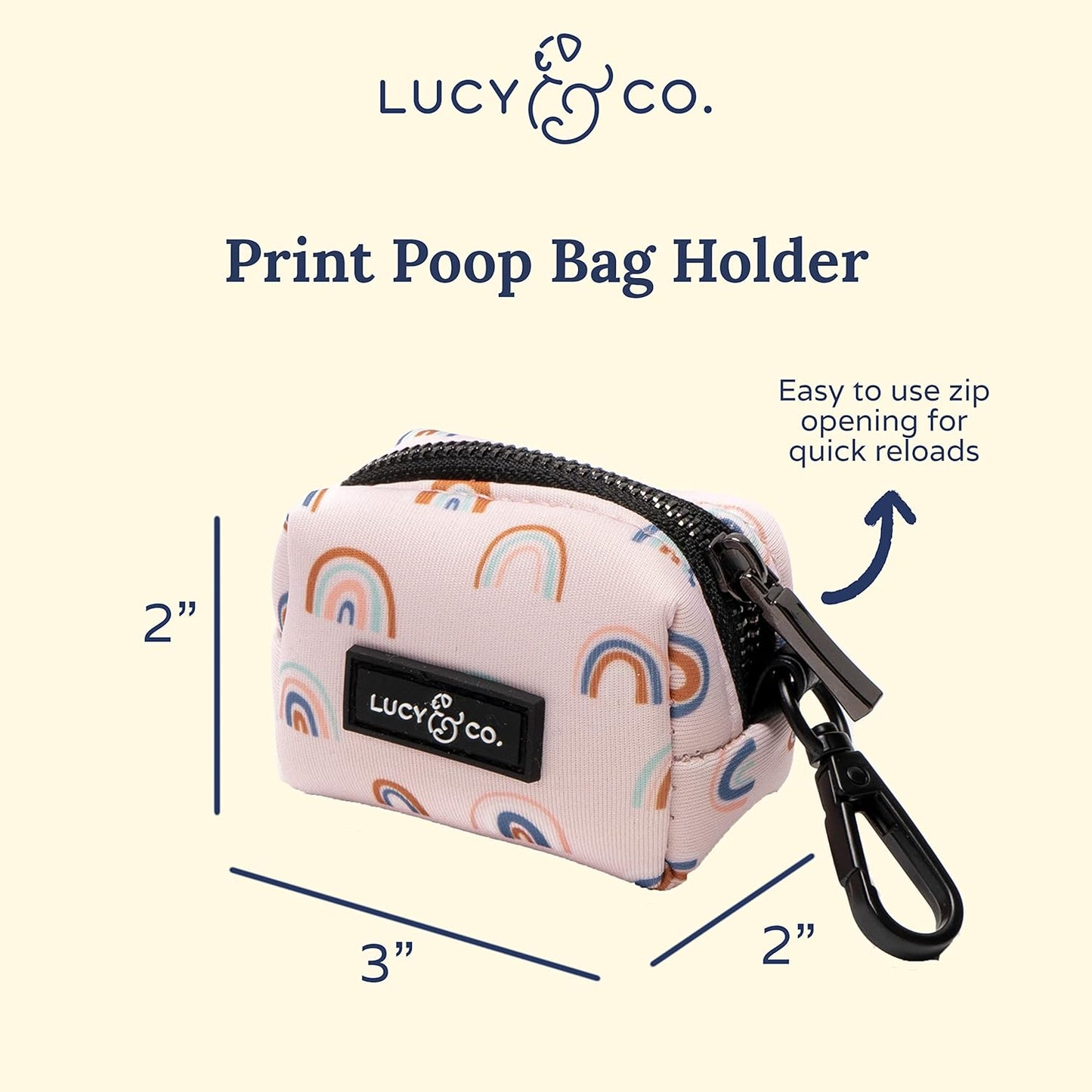 Lucy & Co. in The Clouds Dog Poop Bag Holder - Leak Proof Dispenser - Hygienic Pet Poop Pickup - Pink Rainbows