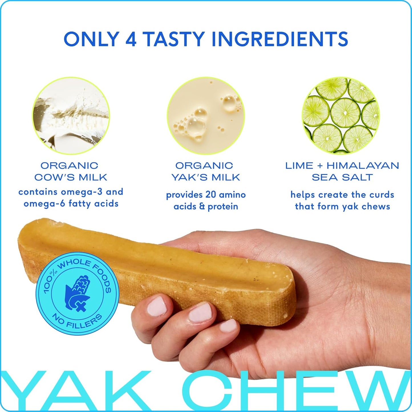 Native Pet Yak Chews for Dogs (5 Small Chews) & (3 Large Chews) - All Natural Dental Chew for Dogs Made with Yak Cheese for Aggressive Chewers