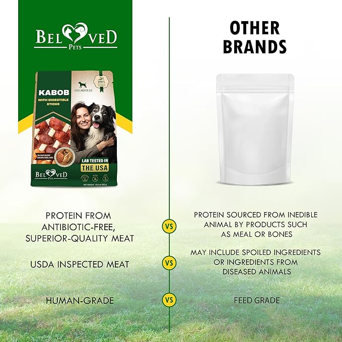 Beloved Pets Dog Treats Rawhide-Free Kabobs with Duck & Chicken Human Grade Meat 11 oz - All Natural Pet Dried Snacks & Grain Free Long Lasting Chews for Large & Small Dogs - Supports Healthy Teeth