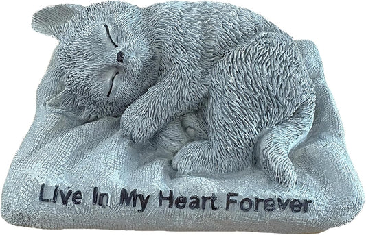 Cat Memorial Stones Grave Markers Outdoor Tribute Statue-Pet Cat Memorial Figurine Sympathy Gifts Garden Stone (Sleeping Angel cat)
