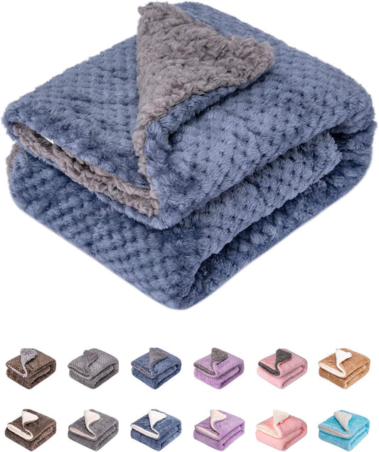 DG Plush Fleece Receiving Blanket for Dog, Cat, Pet - Warm & Soft, Couch, Sofa, Travel & Outdoor, Camping (24" x 32"), Smoked Blue