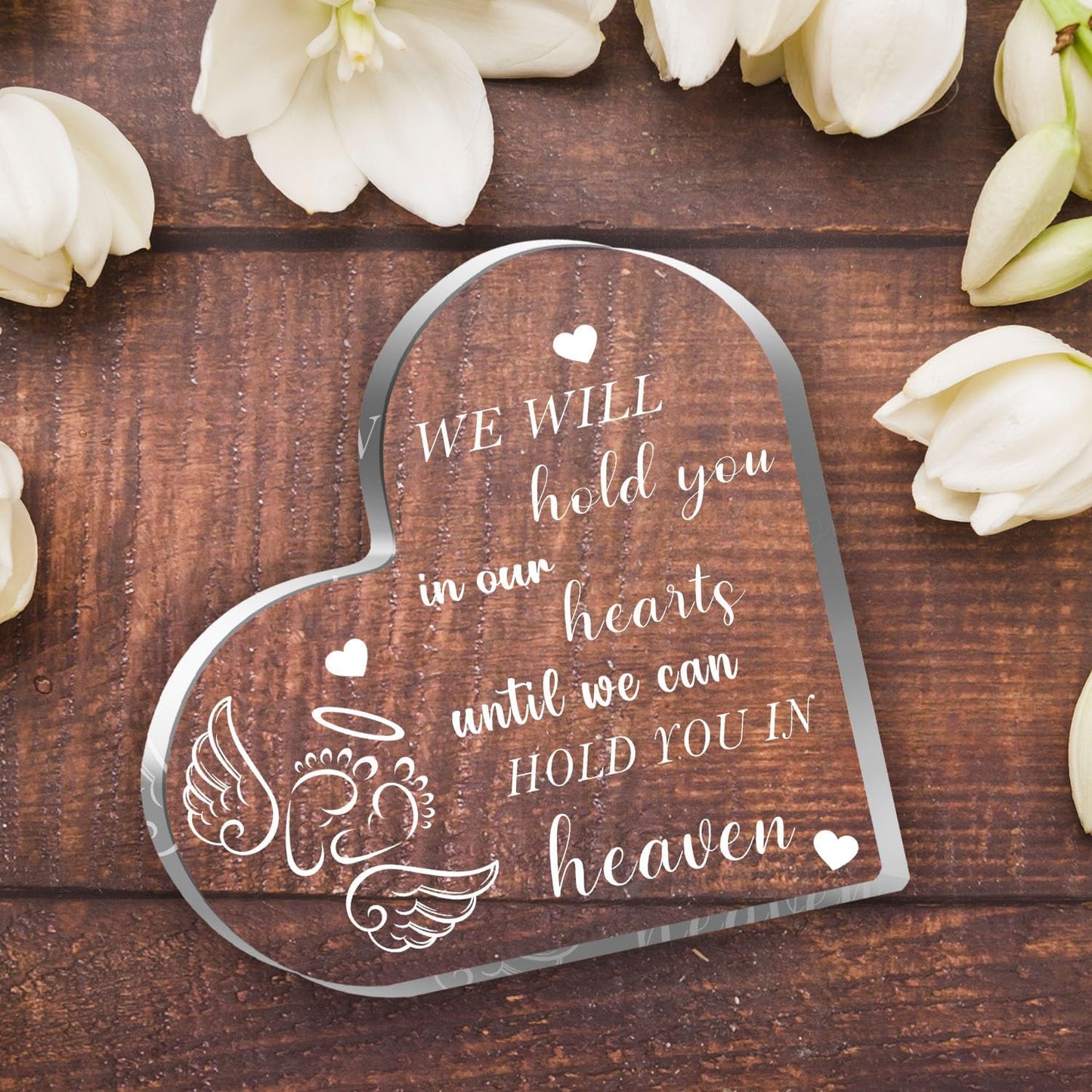 Miscarriage Gifts for Mothers, Miscarriage Condolence Gifts for Mothers, Memorial Bereavement Infant Gifts, Heart Acrylic Desk Sign, Memorial Bereavement Sympathy Gifts for Loss of Baby