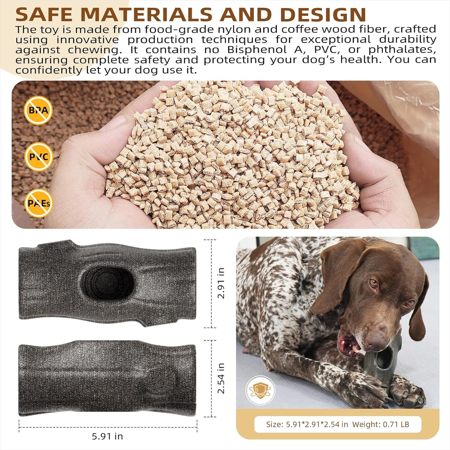 Interactive Dog Chew Toy for Aggressive Chewers – Durable Treat Dispensing Stump Toy for Large Dogs and Puppies, Refillable & Dishwasher Safe with Snack Mold Tray, Safe Nylon, BPA-Free, Easy to Clean