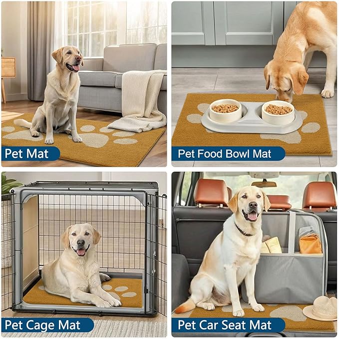 Buganda Dog Door Mat for Muddy Paws, Absorbent Dirt Trapper Washable Indoor Doormats, Non Slip Low-Profile Mud Mat for Dogs, Front Entrance Doormat for Inside Floor (48x30 Inches, Yellow)