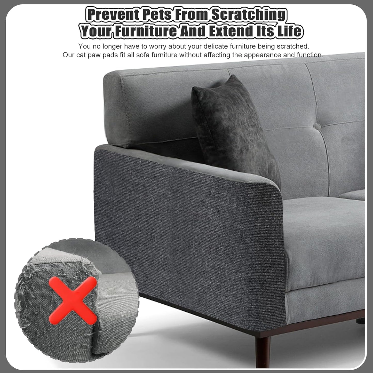 Large 118.1"x15.8" Cat Scratching Mat - Carpet with Self-Adhesive Trimmable-Adhesive Carpet, Cat Scratch Furniture Protector Replacement for Cat Tree Shelf Shelves Couch Furniture DIY Protector