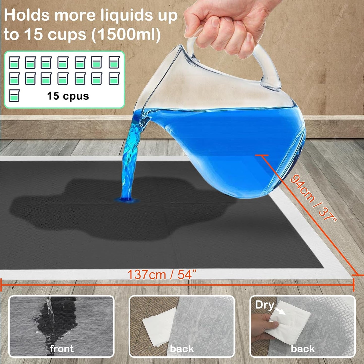 ELEGX Extra Large 54"x37" 25 Pcs Odor-Control Super Absorbency Charcoal Pee Pads for Dogs,Leak-Proof Pet Training Pee Pads,Thicken Disposable Potty Pads Puppy Training Pads for Cats Rabbits