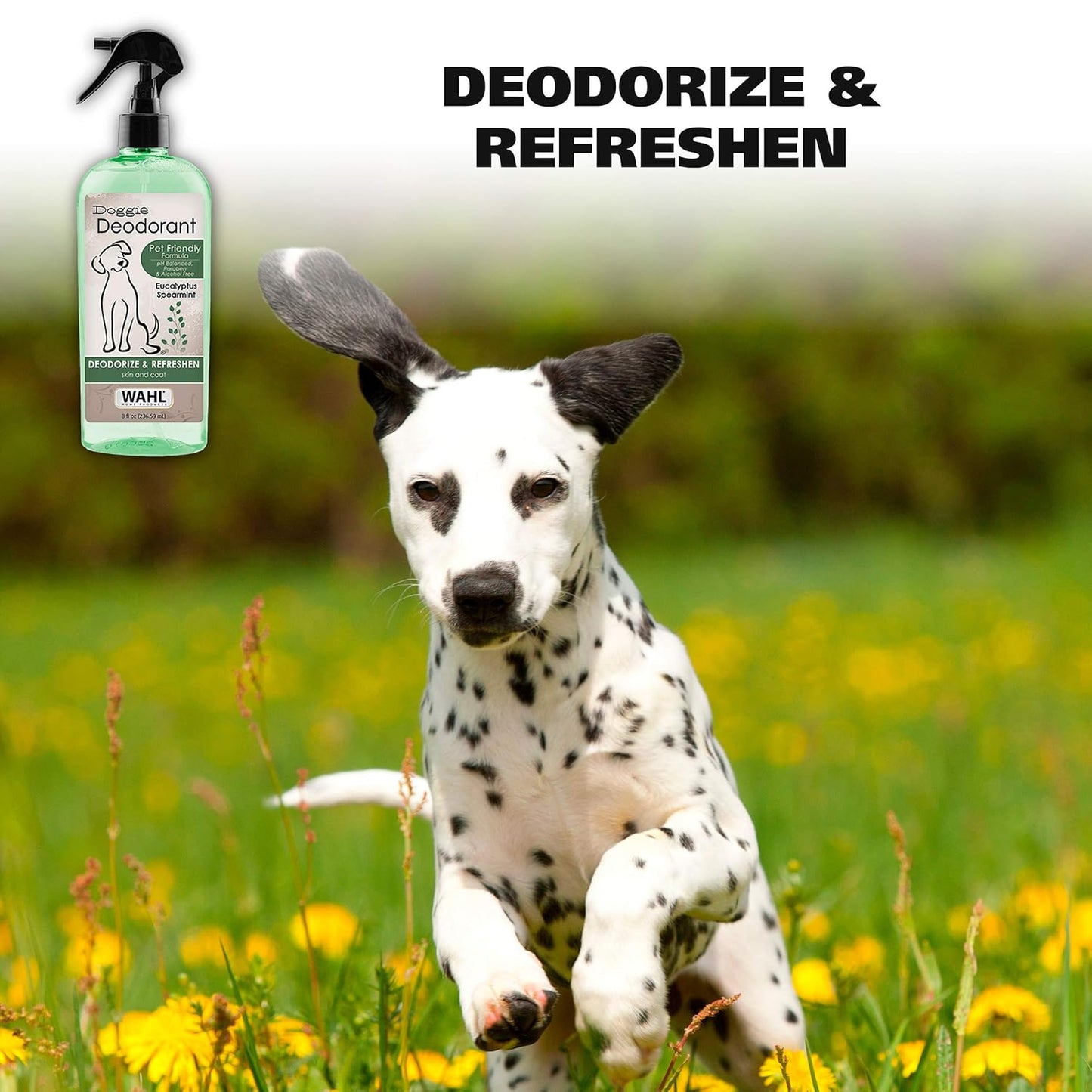 Wahl USA Deodorizing & Refreshing Pet Deodorant for Dogs - Eucalyptus & Spearmint Scent to Refresh the Skin and Coat - Model 820011A