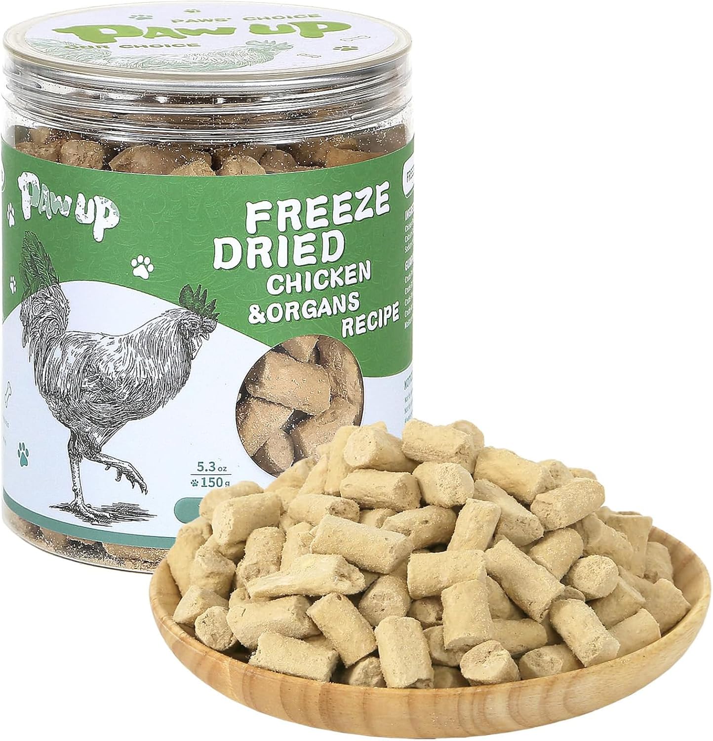 Freeze Dried Dog Treats,Chicken Breast&Organs Recipe Raw Dog Food Topper, High Protein Freeze-Dried Food for Cats, Rawhide Free, Gluten&Grain Free, 5.3oz