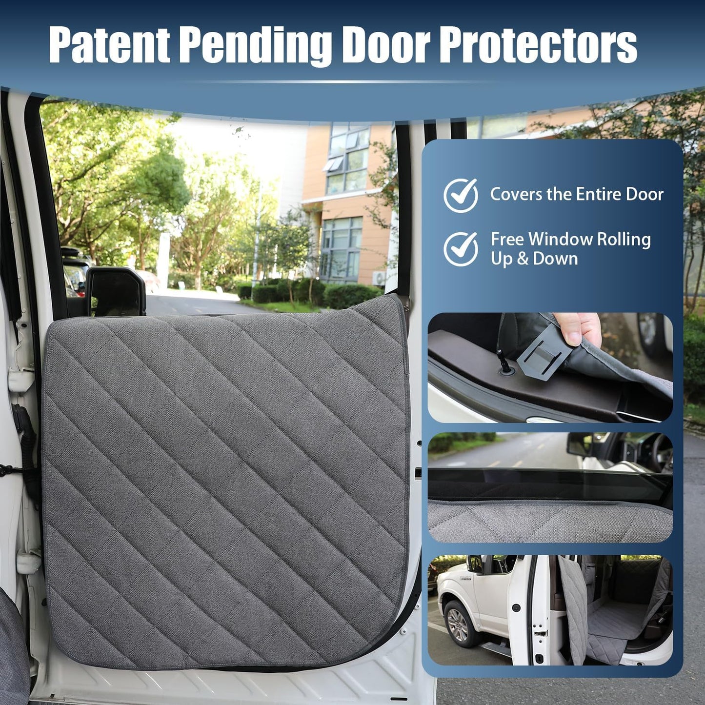 Large Back Seat Extender for Dogs, Paw-Proof & Waterproof Pet Seat Cover with Door Protection for Full-Size Crewcab Trucks, Dog Hammock Reinforced with Glass-Fiber Rods