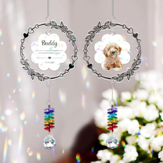 Personalized Dog Memorial Ornament Loss of Pet - Christmas, Birthday, Remembrance Gift for Pet Lovers from Family - Custom Photo, Date - Dog Suncatcher Keepsake Decoration