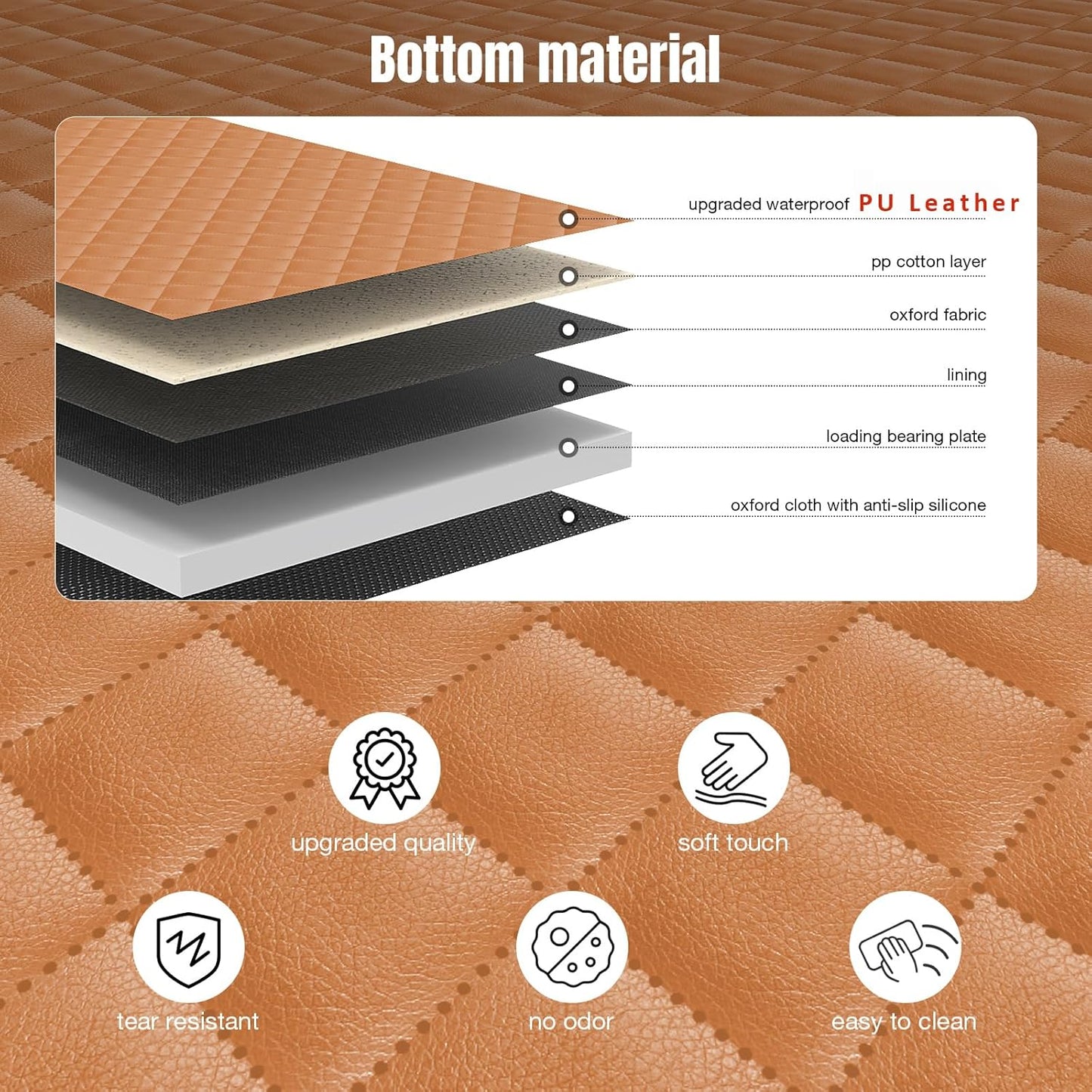 AsFrost PU Leather Dog Seat Cover for Back Seat Extender-Upgraded Hard Bottom Back Seat Pet Cover for Dogs, Anti-Scratch Nonslip Waterproof Dog Hammock Bed for Car Mid-Size SUV Small Truck-Orange