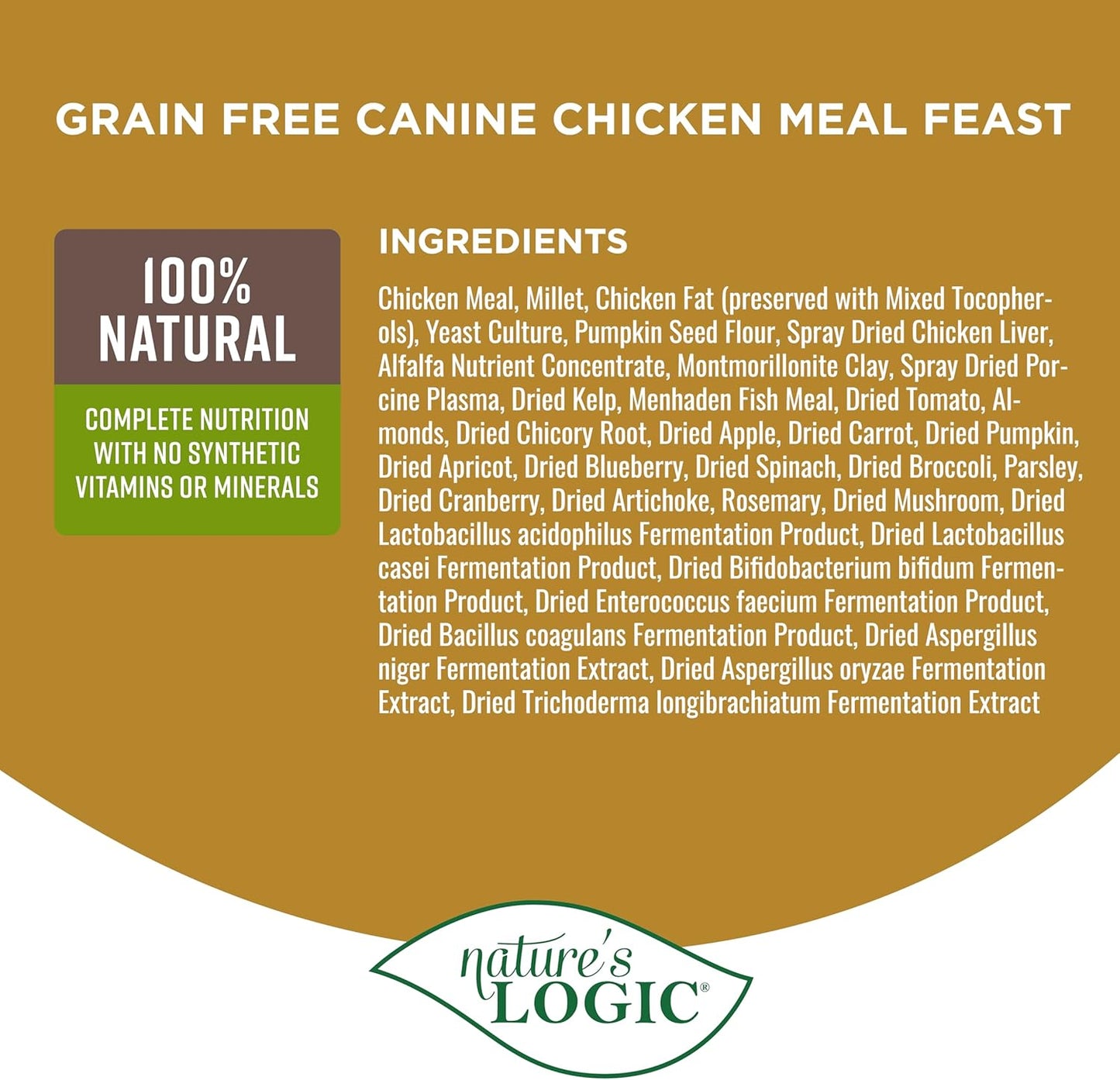 Nature's Logic Grain-Free Dry Dog Food - All-Natural, High Protein, No Synthetic Vitamins/Minerals - Gluten Free - Supports Healthy Digestion - All Breeds & Ages - Chicken Meal Feast, 4.4lbs