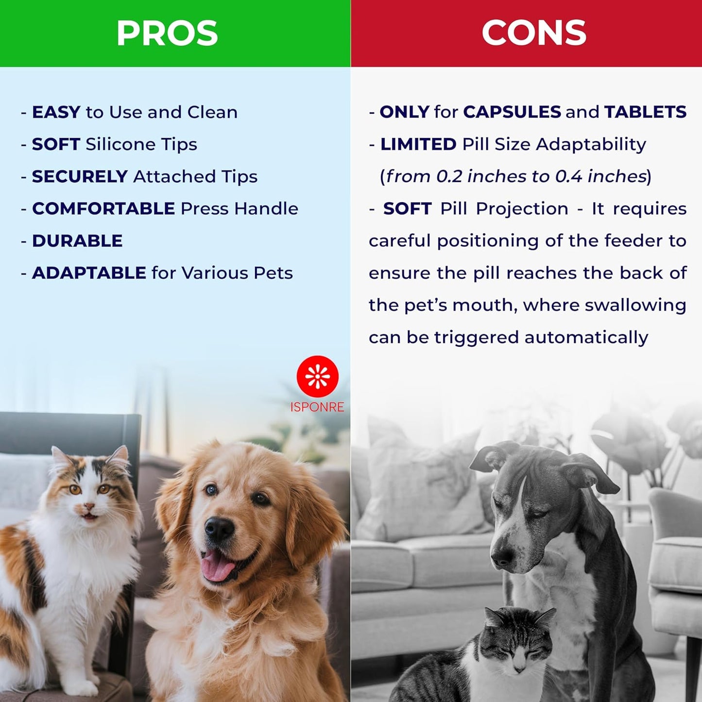 Pet Pill Shooter, Safe & Easy Pill Popper with 2 Premium Soft Silicone Tips for Cats and Dogs, Acts as Pet Piller, Medicine Feeder, Pill Pusher, Pill Dispenser, Cat and Dog Pill Shooter