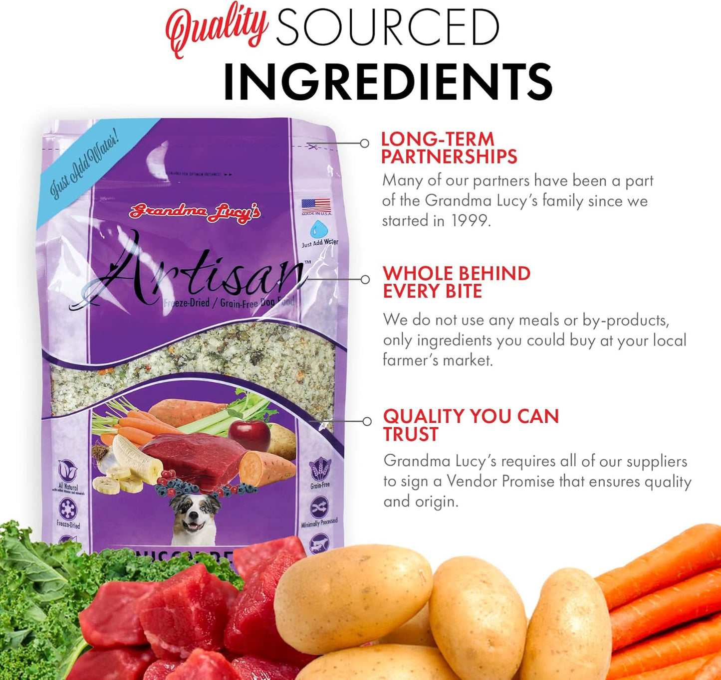 Grandma Lucy's Artisan Dog Food, Grain Free and Freeze-Dried - Artisan Venison, 10Lb Bag