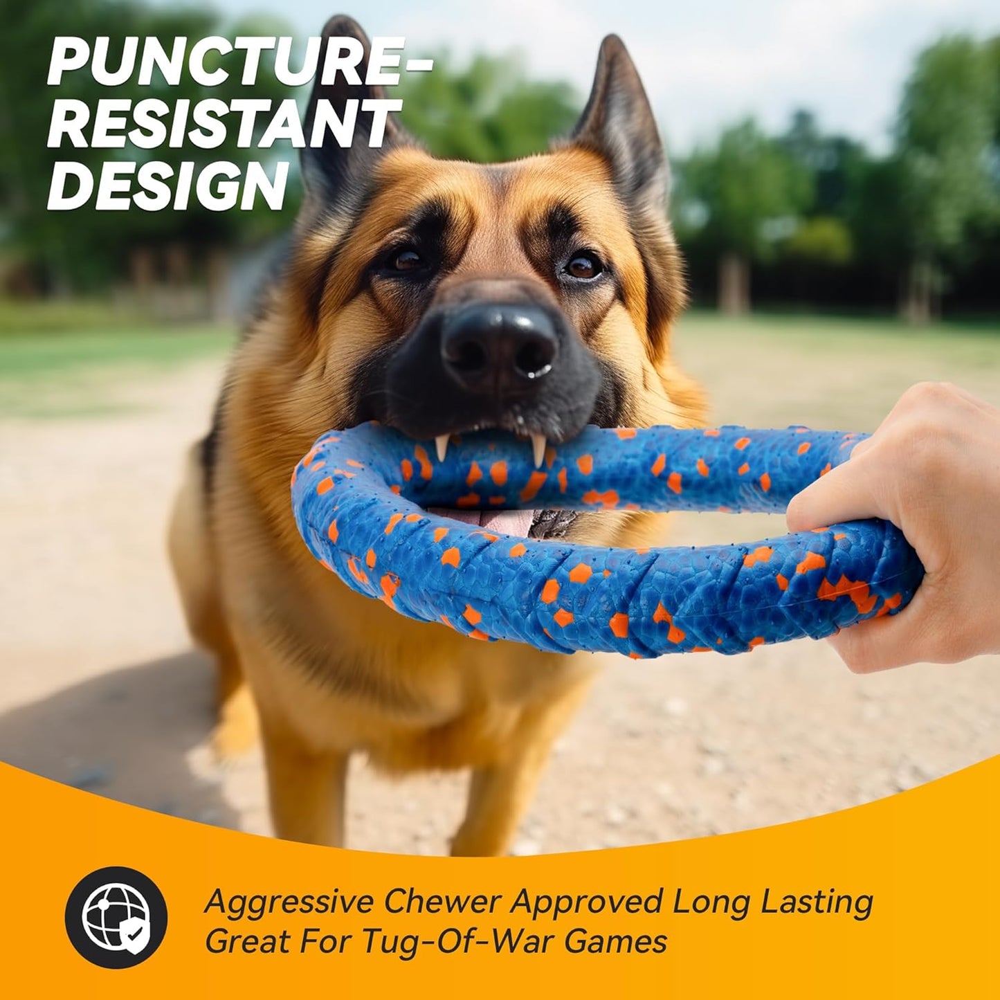 Dog Ring Toy, Indestructible Flying Discs for Throwing Catching, Water Floating Dog Training Ring for Medium Large Breeds (Blue - φ9 inches)