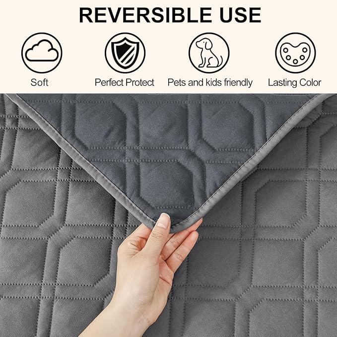 Smiry Waterproof Dog Blanket, 68x82 Inch Soft Pet Bed Cover Reversible, Washable Sofa Couch Furniture Protector for Small Medium Large Dog Puppy Cat, Grey/Dark Grey