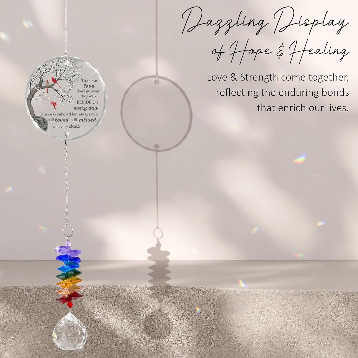 Memorial Suncatcher Sympathy Gift for Loss of Loved One - Crystal Rainbow Maker - Bereavement Keepsake - Hanging Crystal Decor - Suncatcher Ornament