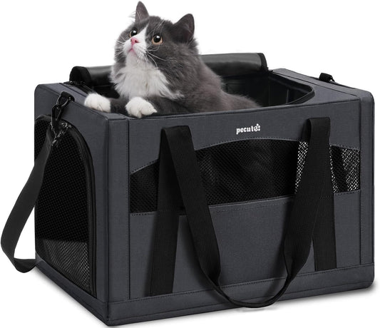 pecute Cat Carrier Stable, Pet Carrier Breathable and Portable, Cat Carriers Bag with Scientific Hidden Partition, Carriers for Cat Under 5kg, Dog Carriers Suitable for Travel and Outing, Dark Gray