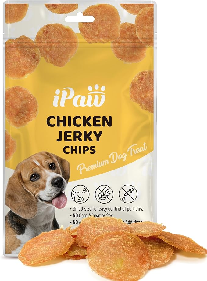 iPaw Chicken Chips Dog Treats for Puppy Training, All Natural Human Grade Dog Treat, Hypoallergenic, Easy to Digest (Chicken Chips)