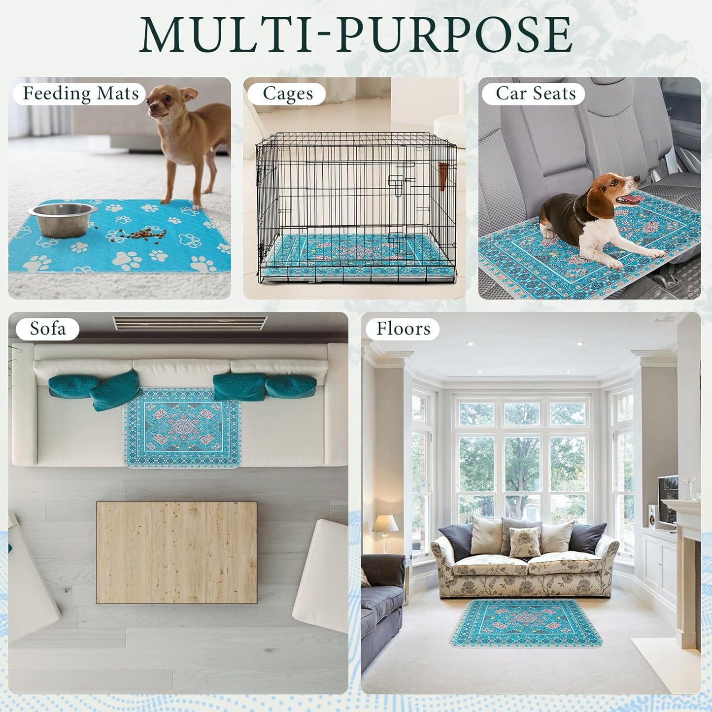 Homimp Washable Pee Pads for Dogs, 4 Pack Reusable Puppy Pads, Absorbent and Leakproof Dog Pee Pads, Non Slip Puppy Training Pads, Pet Mat for Floor, Crate, Couch, Whelping, 24"x36"