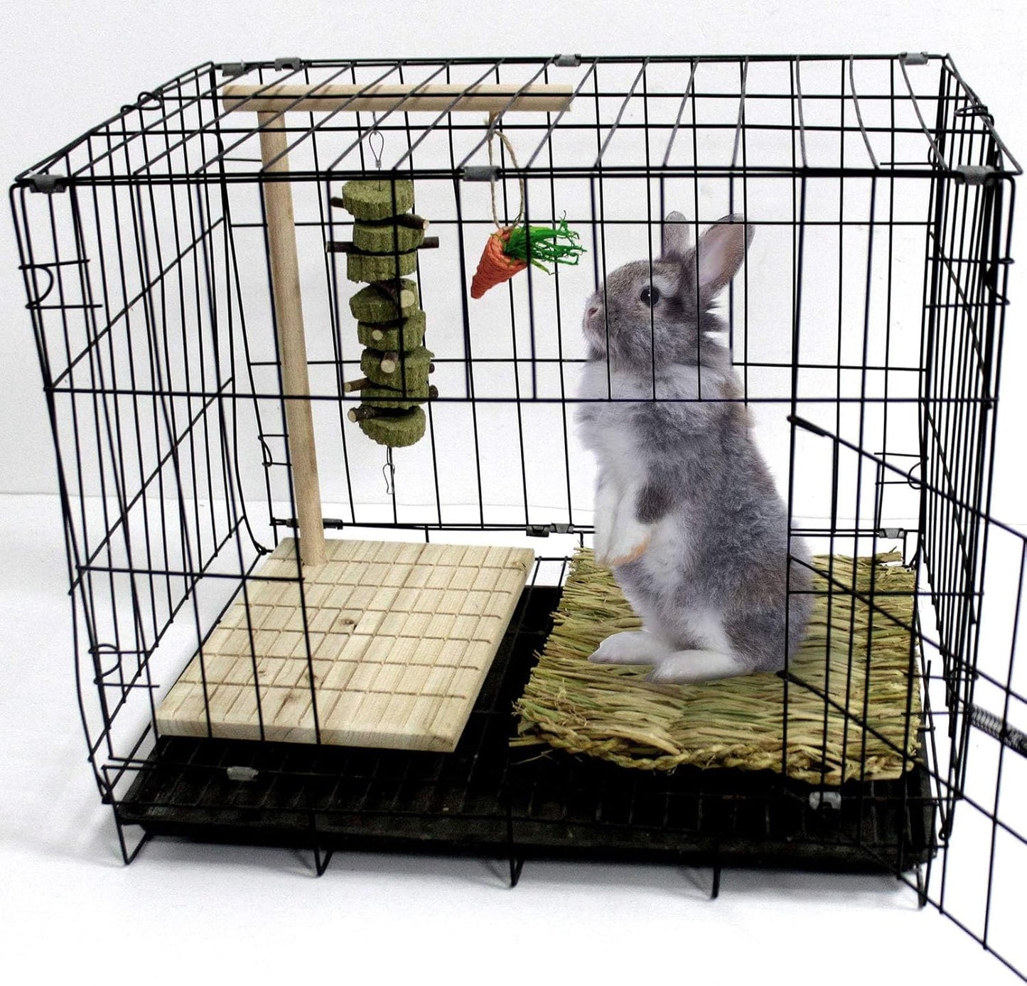 Hamiledyi Bunny Scratching Board Chew Toys Rabbit Wood Toy for Bunnies Boredom Rabbits Toys for Indoor Rotatable Pet Play Toy for Chinchilla Guinea Pigs Hedgehog