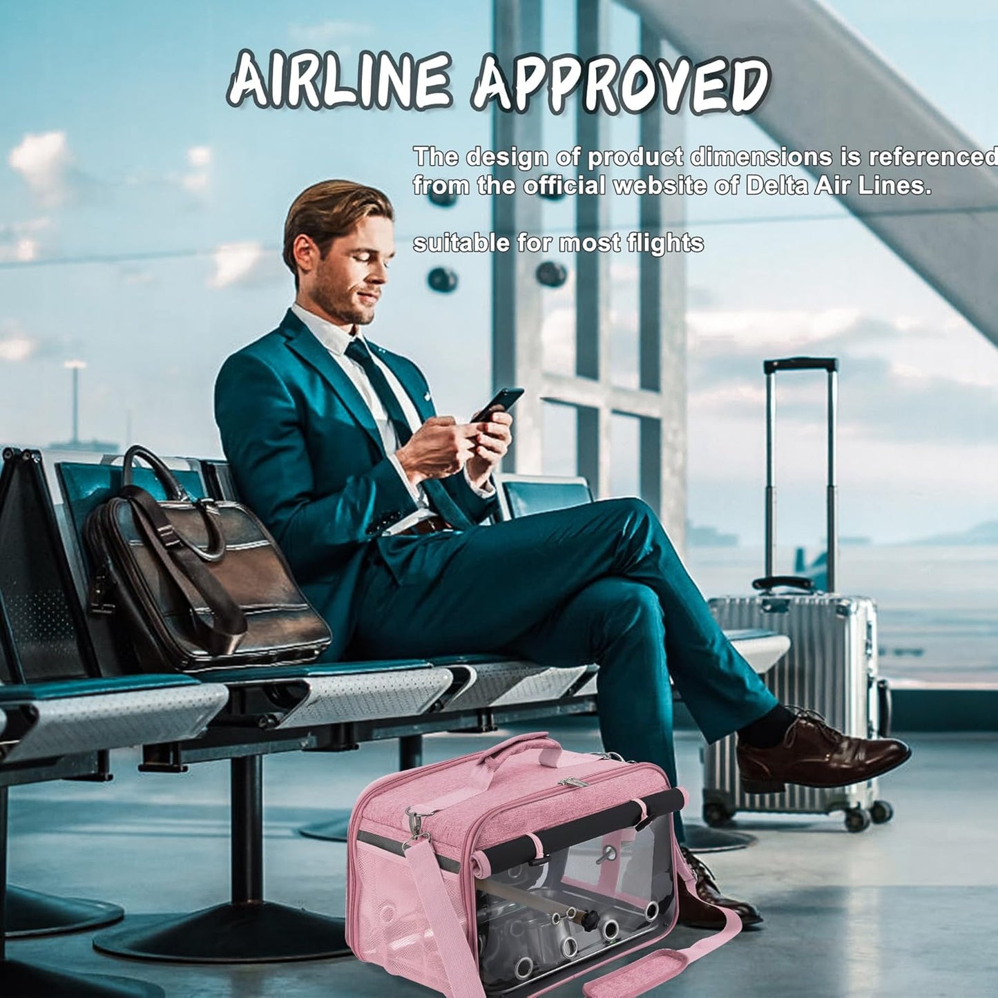 Suertree Bird Carrier Airline Approved, Bird Travel Cage with Indestructible Stainless Steel Mesh, Bird Travel Bag Lightweight and Portable with Water Bottle and Bowl