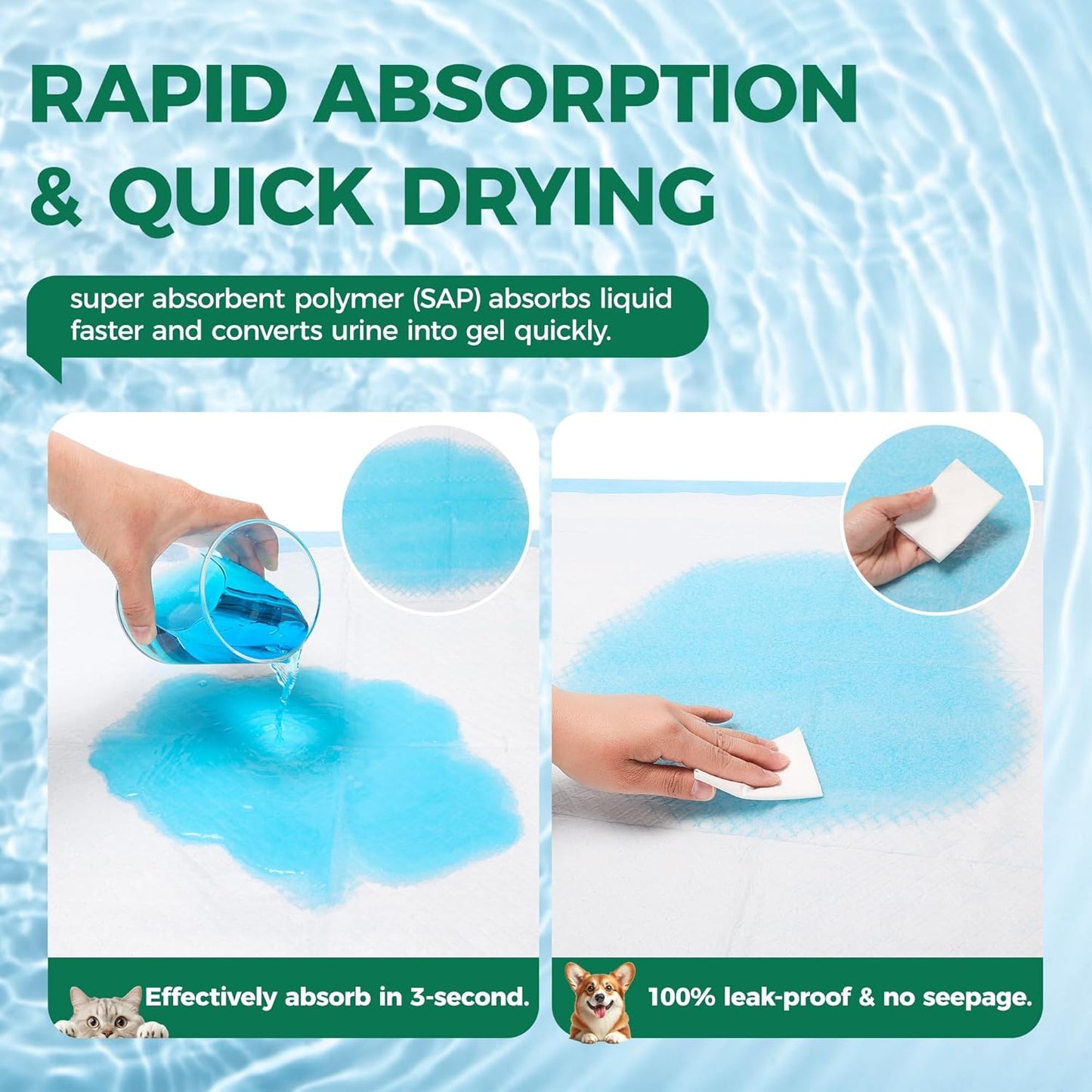 60 Count Extra Large Dog Pee Pads 28" x 34", Super Absorbent X-Large Puppy Pads Disposable Dogs Training Pads, Quick Drying Leak-Proof Dog Potty Pads for Doggies Puppies Cats (50-Count (Regular))