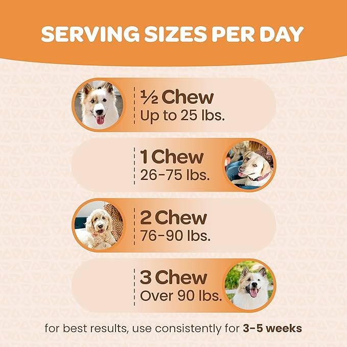 Skin and Coat Supplement for Dogs | Nourishing Omega 3 for Dogs with EPA DHA Krill Oil and Vitamin E | Dog Skin and Coat Supplement | 1 Chew up to 75lbs | NASC Certified & Made in The USA | 90 Chews