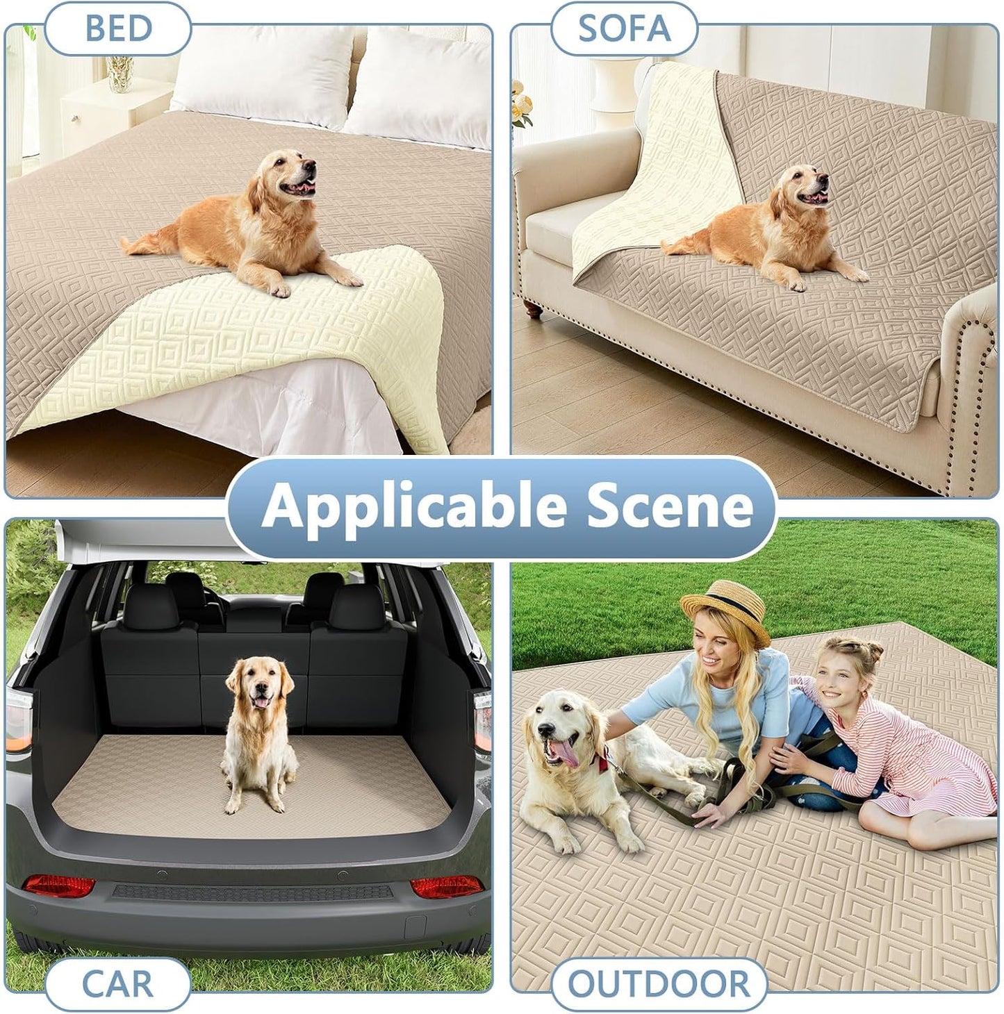 hyha Waterproof Dog Blanket, Soft Pet Bed Blankets, Waterproof Sofa Couch Cover for Dogs Washable, Reversible Pet Couch Covers for Sofa Furniture (68x82 Inch, Taupe/Beige)
